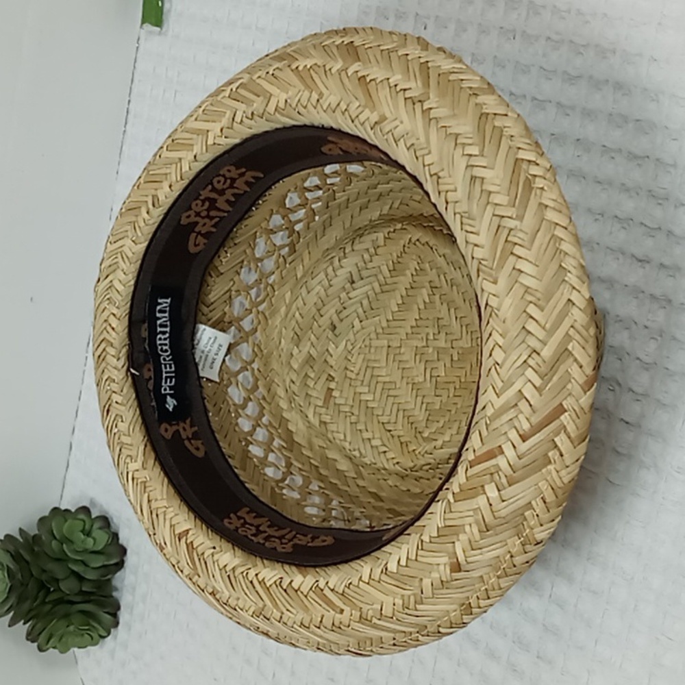 Peter Grimm Straw Pork Pie Hat w/Multi Color Crossgrain Band & Feather Accents - Picture 7 of 14